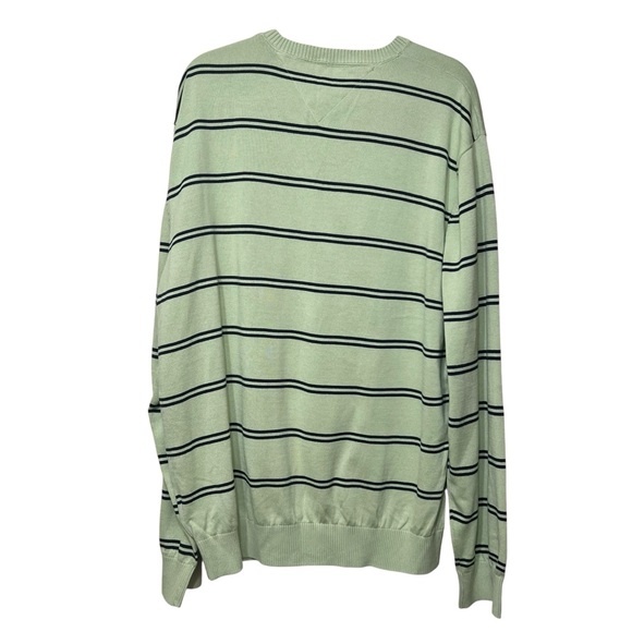 Tommy Hilfiger Men’s Cotton V-Neck Sweater Green Stripe Preppy Country Club XXL - Picture 6 of 8